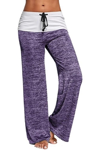 SZ60026-5 Женские свободные леггинсы для йоги с широкими штанинами Foldover Heather